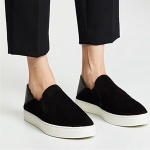 VINCE Garvey Black Suede Platform Pointy Sneaker 8 or slip ons comfort classy